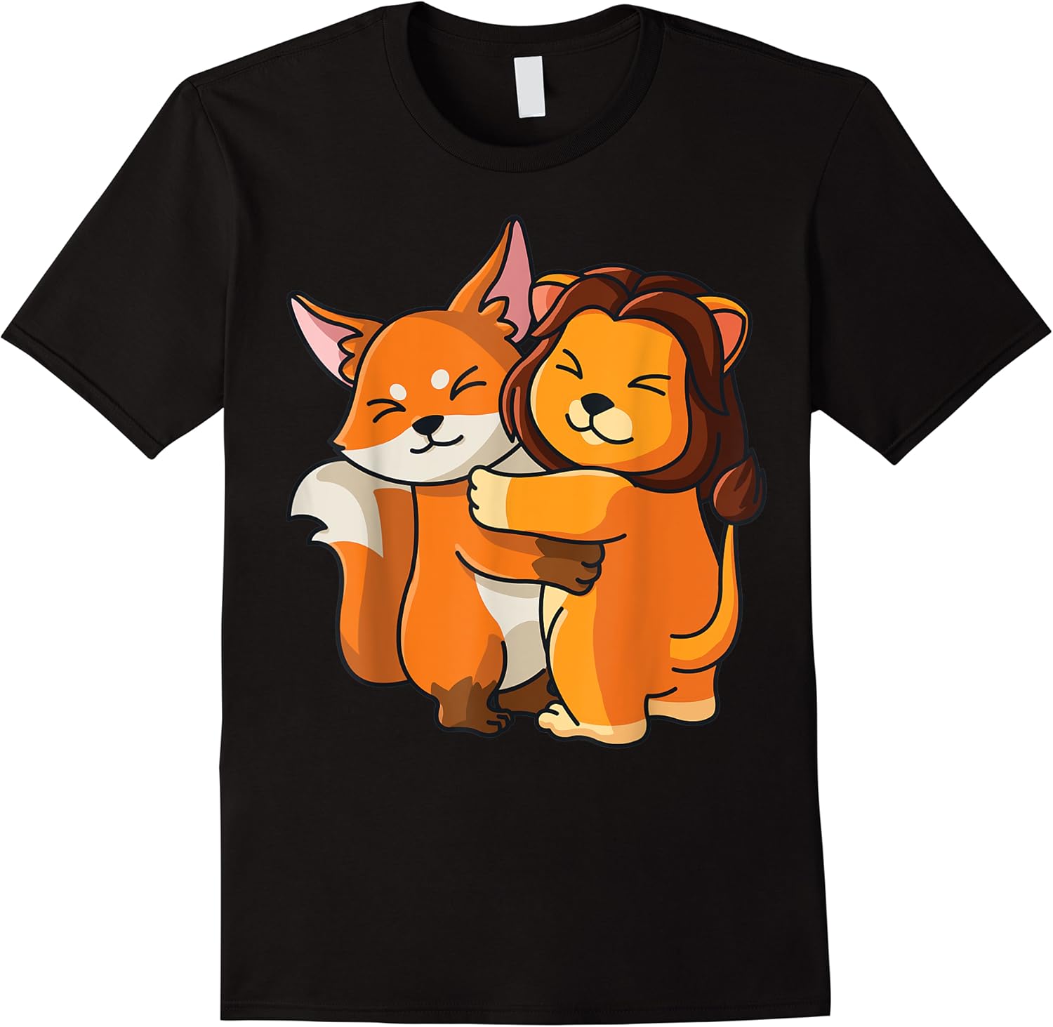 fox and lion hugging cute kawaii animal lover women girls t shirt skuid 414926 item.jpg