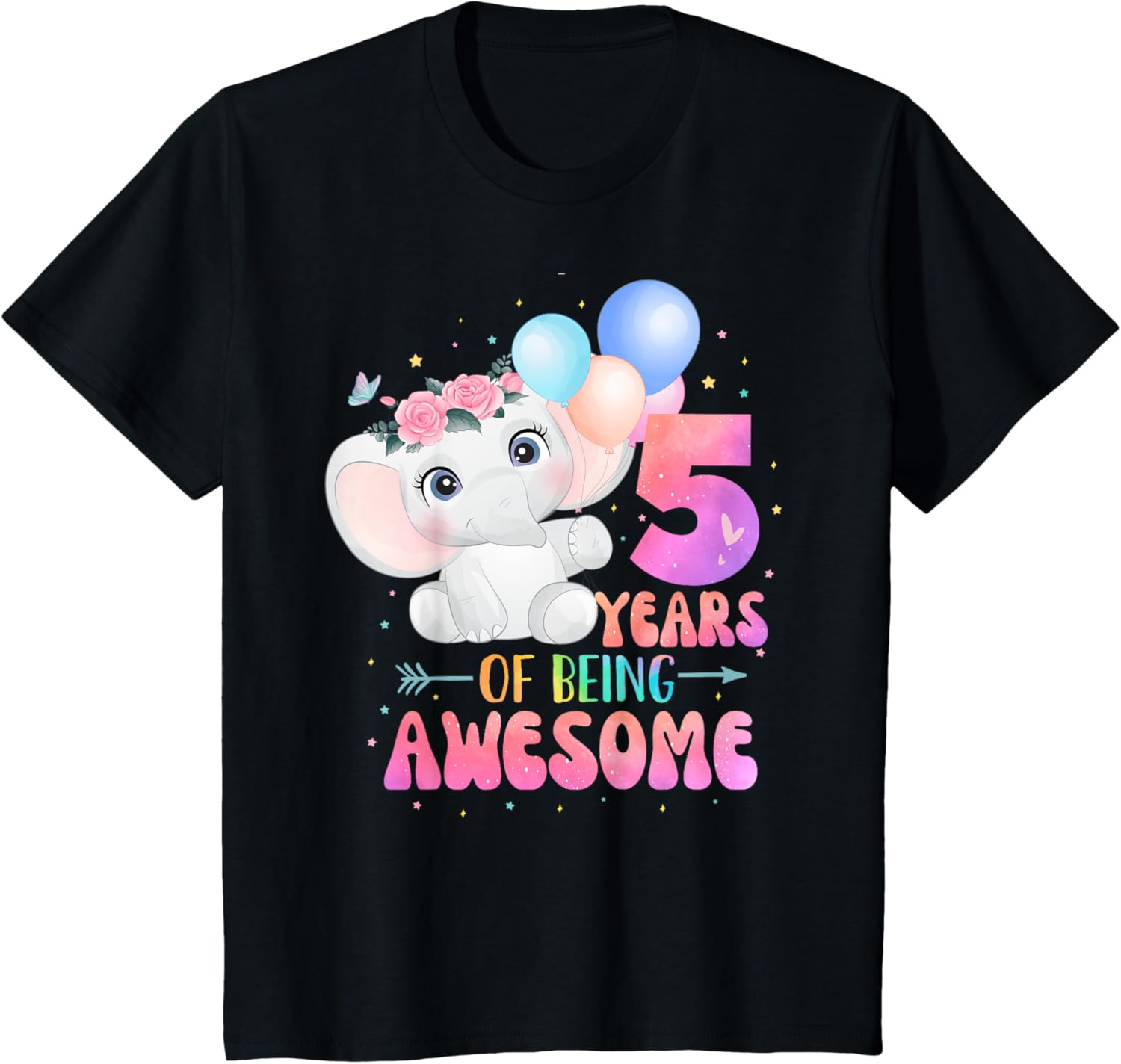 kids 5 years of being awesome cute elephant 5th birthday girl t shirt skuid 317168 item.jpg